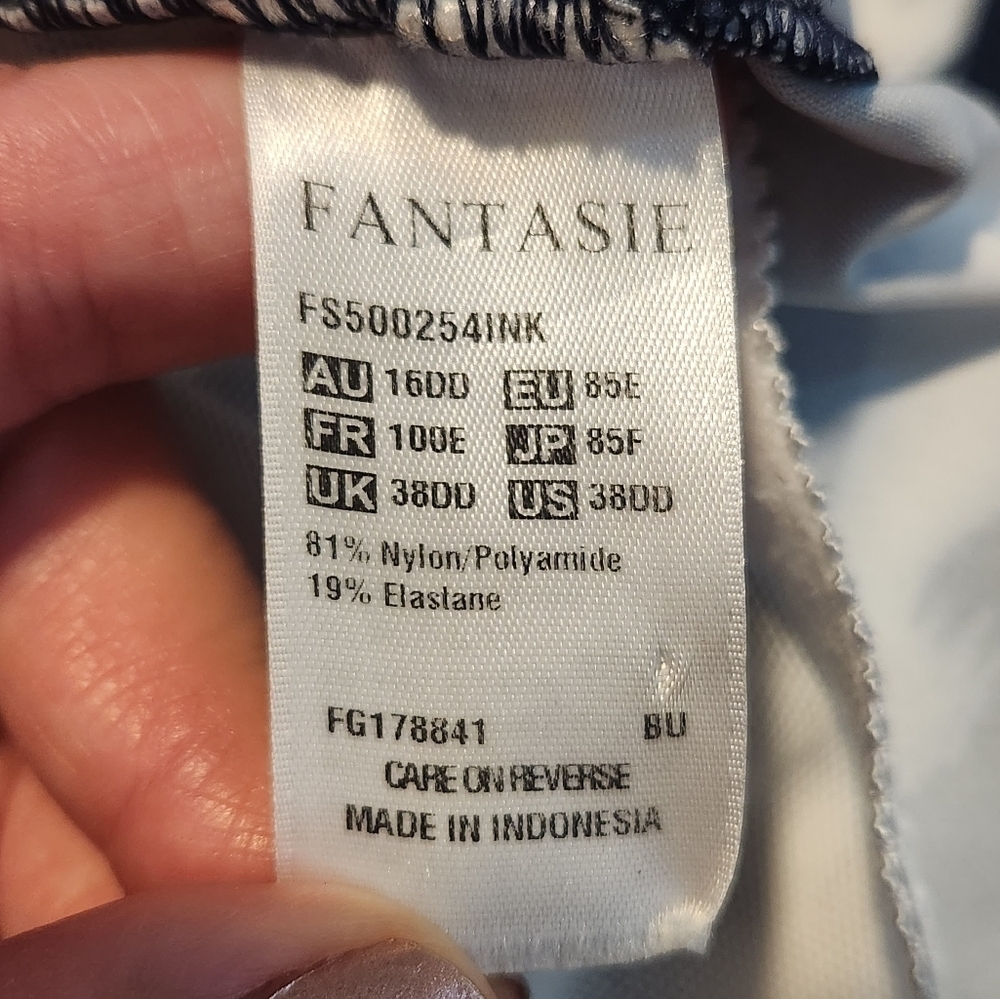 Fantasie Swim Lindos Blue White Gray Underwire Tankini TOP, 38DD - Picture 16 of 16